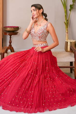 Sajeda A Lehry Nazakat Red Lehenga Set 