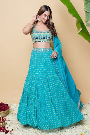 Sajeda A Lehry Aaraish Green Lehenga Set 