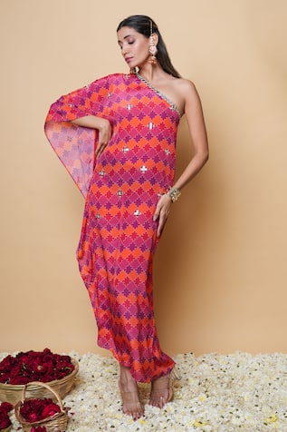 Sajeda A Lehry Hand Embroidered Silk Kaftan 