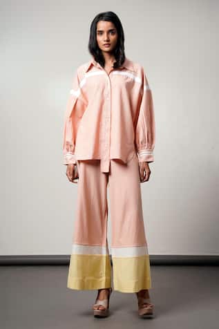 Madder Much Bellona Fluted Shirt & Wide Leg Pants Set 