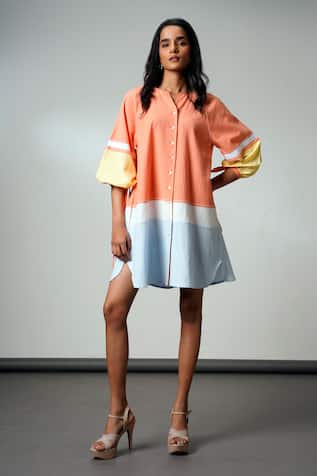 Madder Much Color Block Handloom Cotton Dress 
