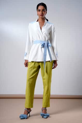 Madder Much White Top & Olive Pant Set 