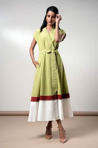 Madder Much Olive Midi Dress With Belt 