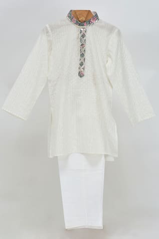 MINIME ORGANICS Designer Off White Kurta Set 