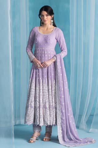 LASHKARAA Soft Purple Anarkali Kurta Set 