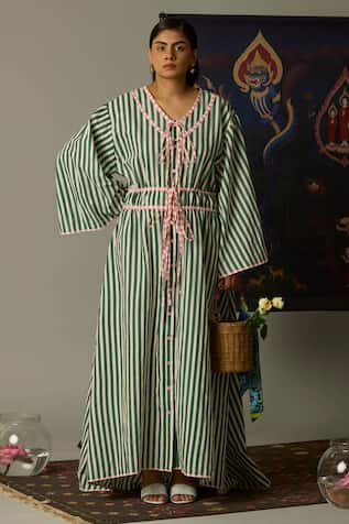 Quod Striped Drift Kaftan Dress 