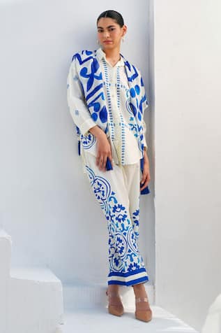 Rainas Sapphire Mosaic Cotton Linen Set 