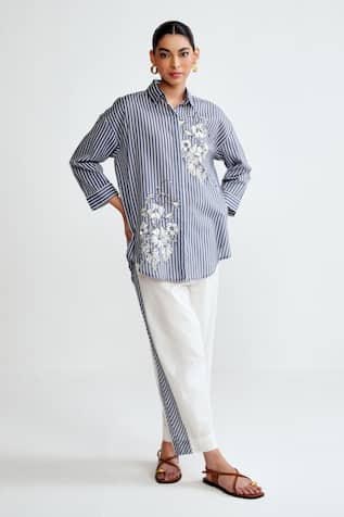 Rainas Aviary Stripes Cotton Linen Set 