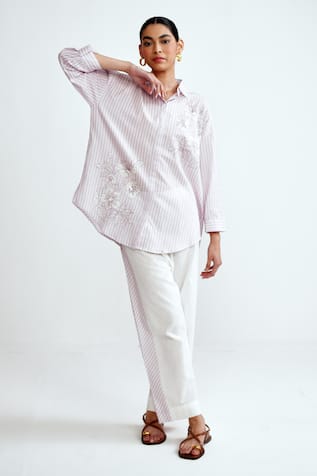 Rainas Blossom Streak Cotton Linen Set 