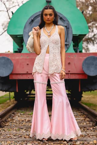 Sabe Designer Soft Pink Sharara Set 