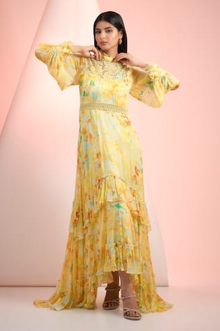 Mandira Wirk Resort Printed Chiffon Dress 