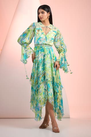 Mandira Wirk Resort Printed Chiffon Dress 