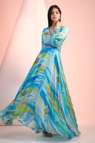 Mandira Wirk Resort Printed Chiffon Dress 