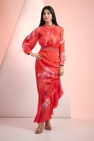 Mandira Wirk Resort Floral Printed Crepe Dress 