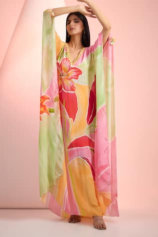 Mandira Wirk Resort Multi Printed Designer Kaftan 