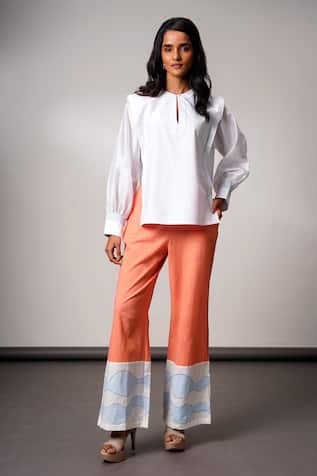 Madder Much White & Orange Handloom Cotton Set 