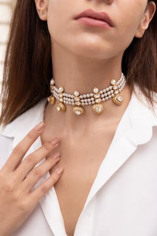 Joules by Radhika Fidaa Gold Finish Choker Necklace 