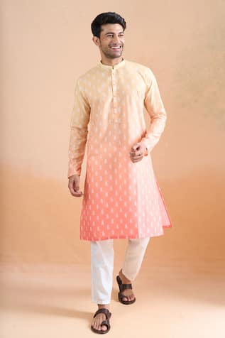 Shaded Peach Digital Print Kurta Set 