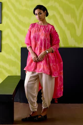 Deep Thee Fuchsia Pink Floral Anarkali Set 
