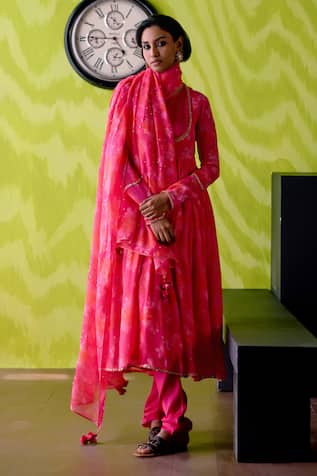 Deep Thee Floral Print Gather Anarkali Set 
