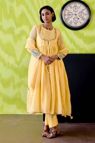 Deep Thee Buttercup Yellow Chanderi Anarkali Set 
