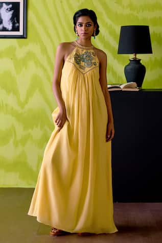 Deep Thee Buttercup Yellow Halter Neck Dress 