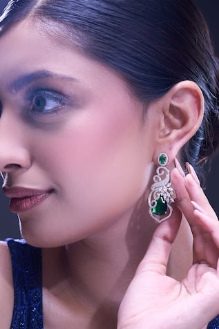 Green American Diamond Earrings 