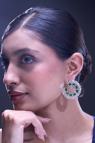 Nazaakat By Samara Singh Green American Diamond Earrings 
