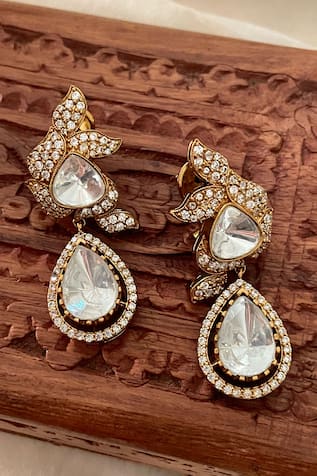 Designer White Stone Drop Earrings 