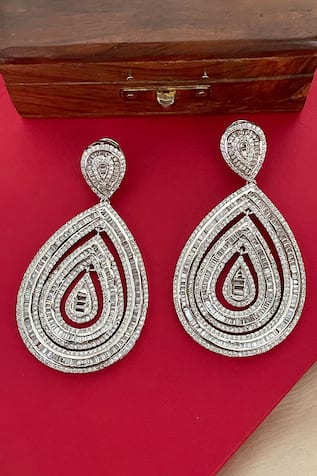 Designer White Teardrop Earrings 