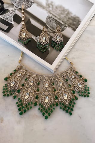 Green Designer Necklace Set 