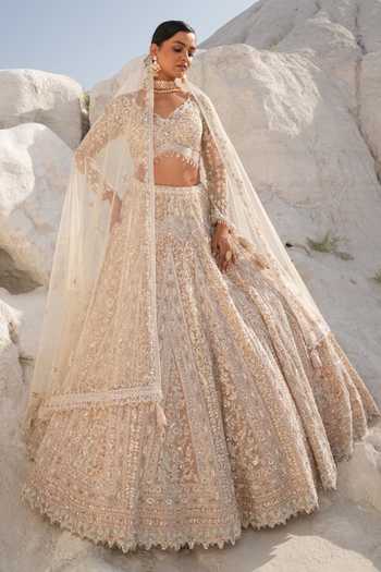 House Of Sikka Gold Embroidered Lehenga Set 