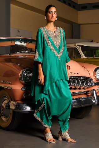 Sabe Ravya Emerald Green Kurta & Harem Pant Set 