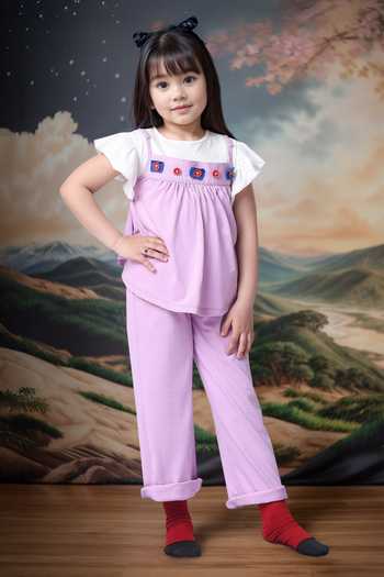 Petite Pomme Violet Peplum Top & Pant Set 