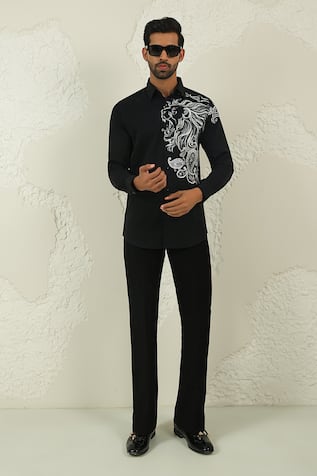 Black Handpainted Shirt & Trouser 