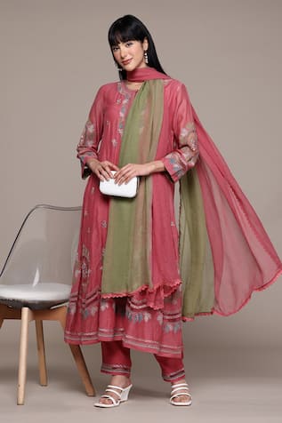 Ritu Kumar Pink Piera Solid Kurta Set 
