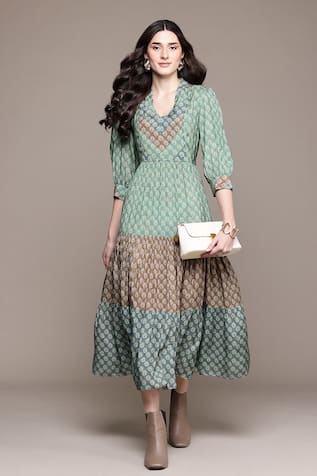 Ritu Kumar Green Essential-Avani Buti Long Dress 