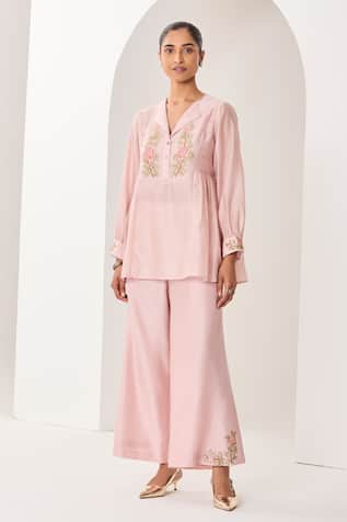 Sue Mue Pastel Pink Handwoven Silk Co-ord Set 
