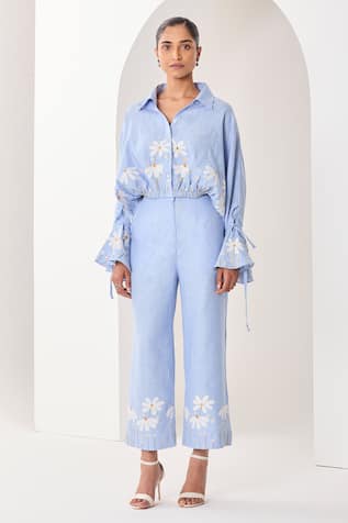 Sue Mue Powder Blue Linen Co-Ordinate Set 