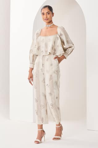 Sue Mue Floral Embroidered Linen Co-Ordinate Set 