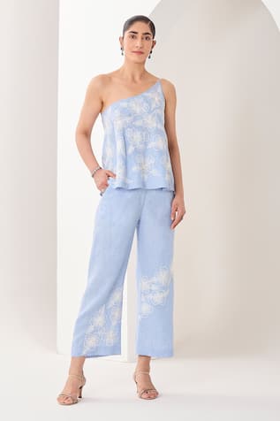 Sue Mue Powder Blue Dori Embroidered Co-ord Set 
