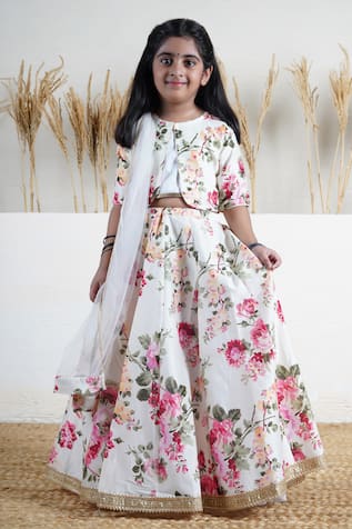 Mamma Plz Floral Ivory Lehenga Jacket Set 