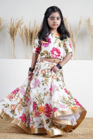 Mamma Plz Ivory Floral Lehenga Choli Set 