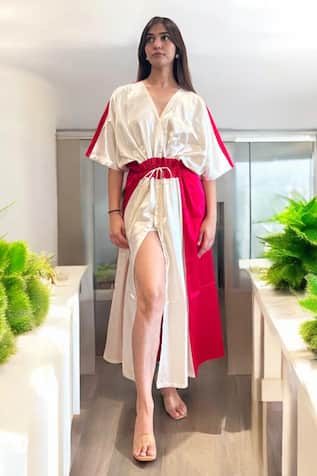 Label Lila Off White & Pink Designer Kaftan 