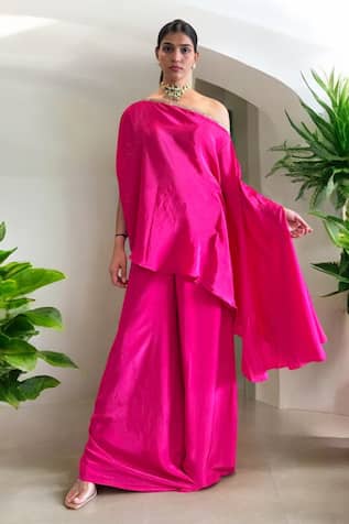 Label Lila Hot Pink Cape Top & Pant Set 