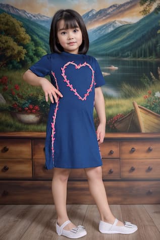 Blue Heart Embroidered Dress 