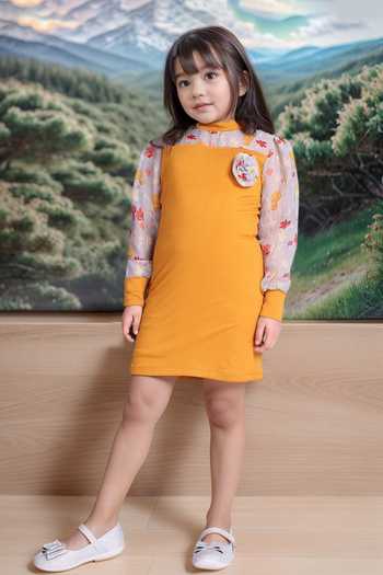 Petite Pomme Yellow Designer Dress for Girls 