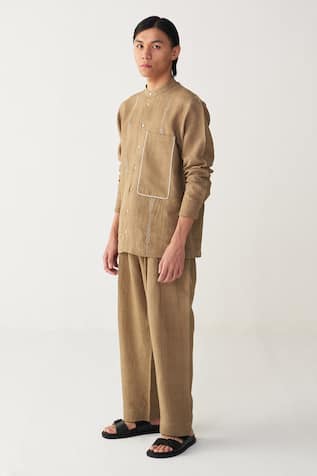 Abstract Embroidered Shirt & Pant Set 