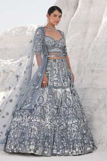 House Of Sikka Designer Ice Blue Lehenga Set 