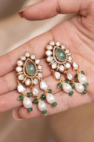 Alvara Green Stone Earrings 